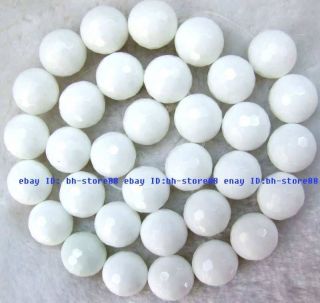 10,12,14,16,18,20mm White Porcelain round faceted Gemstone Beads 