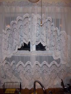 Vintage Curtains Kitchen Curtains White Romantic Heavy Crochet Etc 
