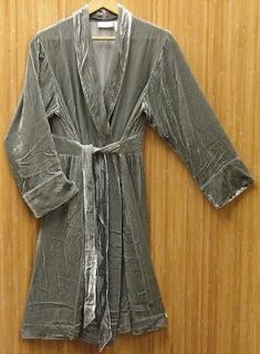 Soft Surroundings Silk Velvet Short Robe (Misses Sizes in Frost Grey)