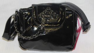 FORNARINA Josiahn Small Black/Silver Vinyl Cross Body Bag Handbag NWT 