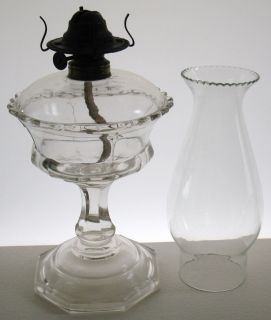 Antique Dart Pattern Glass Kerosene Oil Lamp 1 Piece