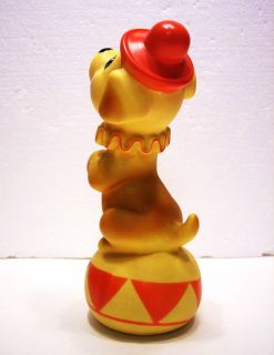 Vintage Toy 1964 Plakie Dog Clown Circus 8 Rubber Squeak Works 