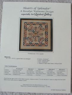Hearts of Splendor counted needlepoint chart by Rainbow Gallery