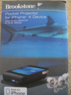 Brookstone DLP Pocket Projector for iPhone 4, dock, backup battery 