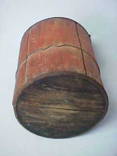 Antique wood & metal kerosene bucket, with original red paint.