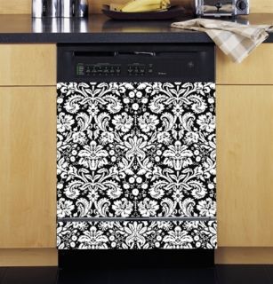 Appliance Art Damask BW Magnetic Dishwasher Cover Small