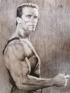 Arnold Schwarzeneg Sketch Charcoal Pencil Drawing WU055