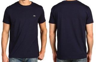 NWT LACOSTE BRAND MENS NAVY BLUE CROC LOGO EMBROIDERY PIMA JERSEY TEE 