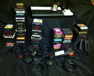 Atari 7800 Black Console (NTSC)   Lot of 63 Games + 7 controllers and 