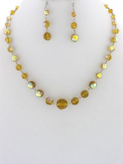 aurora borealis topaz bead necklace earrings set