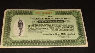 1912 Robin Hood Flour Your Money Back plus 10% Guarantee Certificate 