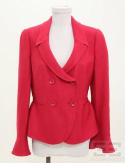 Armani COLLEZIONI Raspberry Pink Textured Double Breasted Blazer 