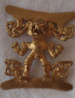 alva museum replica mexican diety goldtone pendant 
