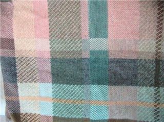 AVOCA 100% PURE NEW WOOL BLANKET PLAID nice colors 72x60 Made in 