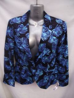 BNWT Ladies Sz 10 Zara Brand Navy Blue/Print Fully Lined Blazer Jacket 