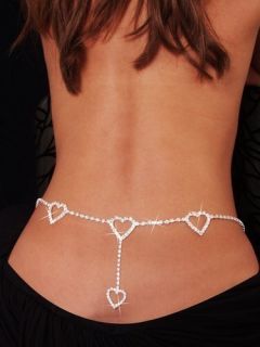   Four Heart Shaped Lower Back or Belly Chain Body Jewelry New