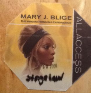 Mary J Blige 2006 Tour Backstage Pass