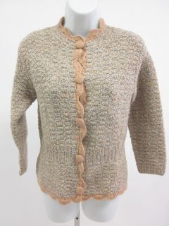 Ballinger Gold Knit Scalloped Detail Cardigan Sweater S
