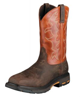Ariat Mens New Workhog 10005888 Brown Leather Square Toe Western Work 