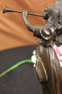Signed Marioton Angel Bronze Sculpture Mythical Statue Art Figurine 