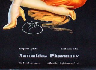 1948 Art Deco Pin Up Advertising Calendar Antonides Pharmacy DeVorss 