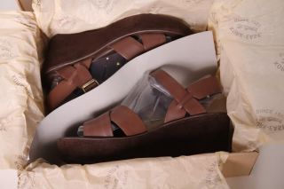 Sz 7 Kork Ease Ava Dark Brown Leather Suede Platform Wedge Sandals 