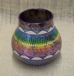 Navajo Pottery by Hilda Whitegoat Small Multi Color Pot