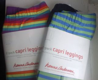 New Hanna Andersson Capri Leggings 2 Pack 3T 4T 5 6 6x 7 8 Rainbow 