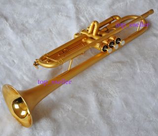 Satin Gold Plated Bb Trumpet Horn NEW case 100 Quality Assurance