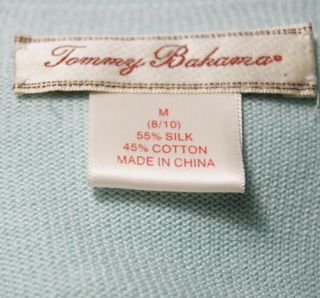 Tommy Bahama Baby Blue Silk Cotton Shrug Cardigan Knit Top Size M 