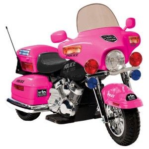 girls police motorcycle battery powered ride on toy in pink
