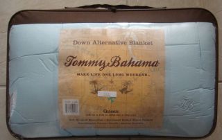 TOMMY BAHAMA DOWN ALTERNATIVE QUEEN SIZE BLUE BLANKET 100 x 100 *NEW 