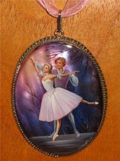 Russian Unique Hand Painted Ballet MOP Shell Pendant Pink Ballerina 
