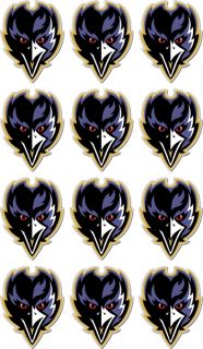 Sheet of 12 Baltimore Ravens NFL Decals Sticker ALT2