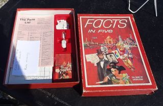 Facts in Five Board Game by Avalon Hill Game Co 1976