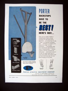 Porter Basketball Hoop Backstops 1964 Print Ad