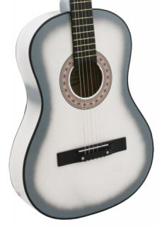 NEW Crescent Beginners WHITE Acoustic Guitar+PICK+STRING+LESSON