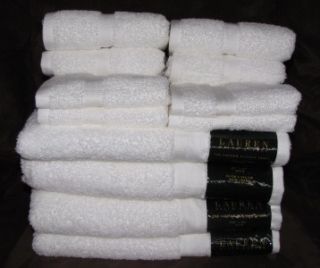 ralph lauren classic bath towels hand towels washcloths 12pc white new