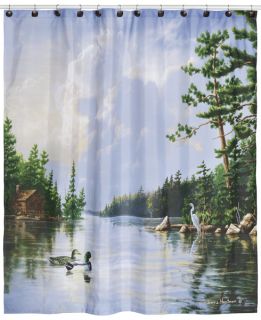   Scenic Wild Life Lakeside Bath Bathroom Fabric Shower Curtain