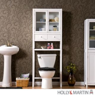 AUDREY Bath White SPACESAVER Over Toilet Storage Bathroom Cabinet 