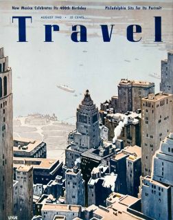 1940 Cover Travel August Battery Park New York City Cityscape South 