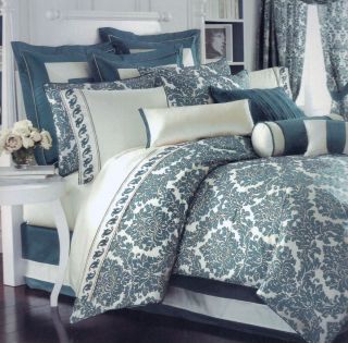 Waterford Sheffield Queen Comforter Slate Turquoise New