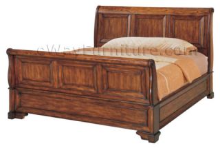 Rustic Dark Oak Finish Queen Bedroom Furniture Set Dresser Mirror 