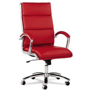 High Back Red Leather Office Chair with Padded Arms