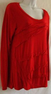 BCBGeneration BCBG Red Tiered Jersey Knit M Shirt Top