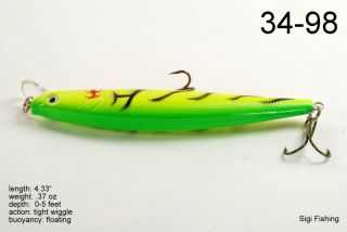   of Two 4 3 Firetiger Bass Pike Trout Minnow Fishing Lure Bait