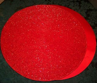 Red Beaded Embroidered Satin Back 15 inch Placemats