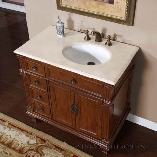   Marble Right Sink Bathroom Vanity Cabinet Vermont Maple Finish