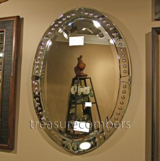 Frameless Oval Beveled Venetian Wall Mirror Bathroom