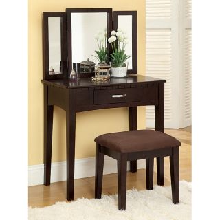    Color 2 pc Bedroom Bathroom Vanity Table Stool Set With Mirror New